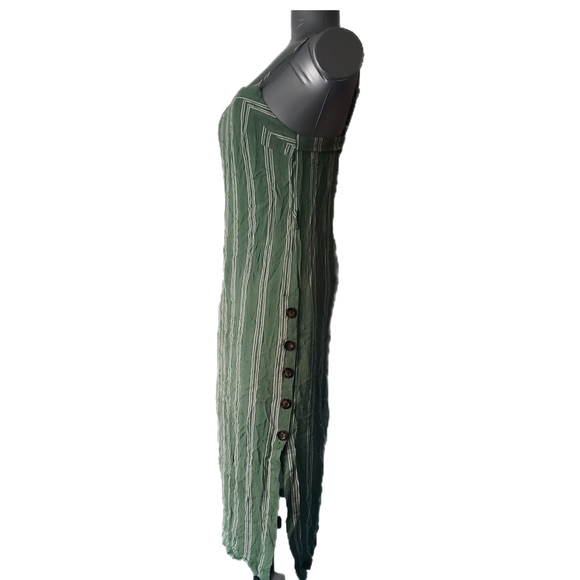 Green Striped Button-Front Dress - Size XS - Picture 1 of 6